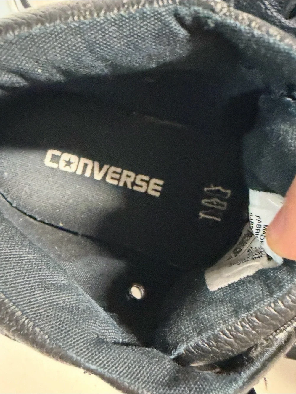 Converse Kids Black Leather High-Top Sneakers with White Toe kids 13